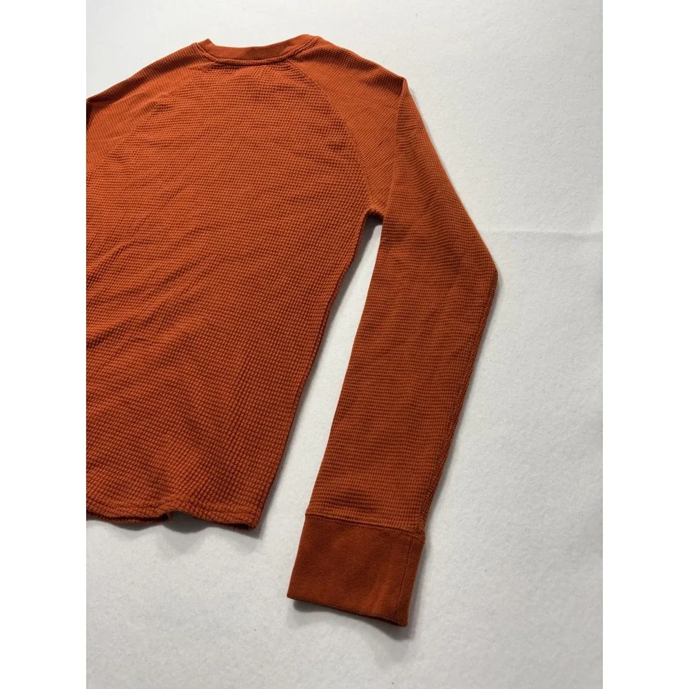 Banana Republic Shirt Mens Medium Orange Thermal Waffle Knit Long Sleeve Tee